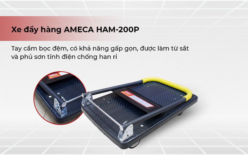 Xe đẩy sàn nhựa 4 bánh AMECA HAM-200P