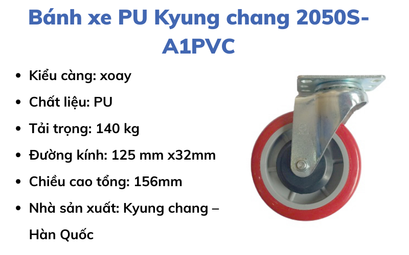 Bánh xe PU Kyung chang 2050S-A1PVCTB