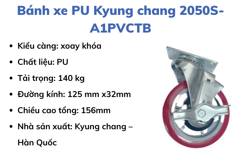 Bánh xe PU Kyung chang 2050S-A1PVC