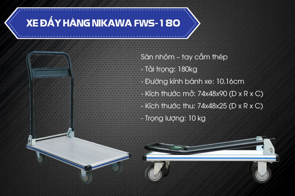 thông số kỹ thuật xe đẩy hàng nikawa fws180