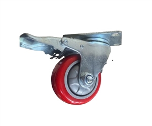 Bánh xe PU nhựa đỏ D125 xoay khóa