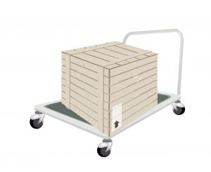 Hand Truck or Dolly Loading A Wooden Crate or Cargo Box Isolated on White Background, Ready for Shipping or Delivery.
