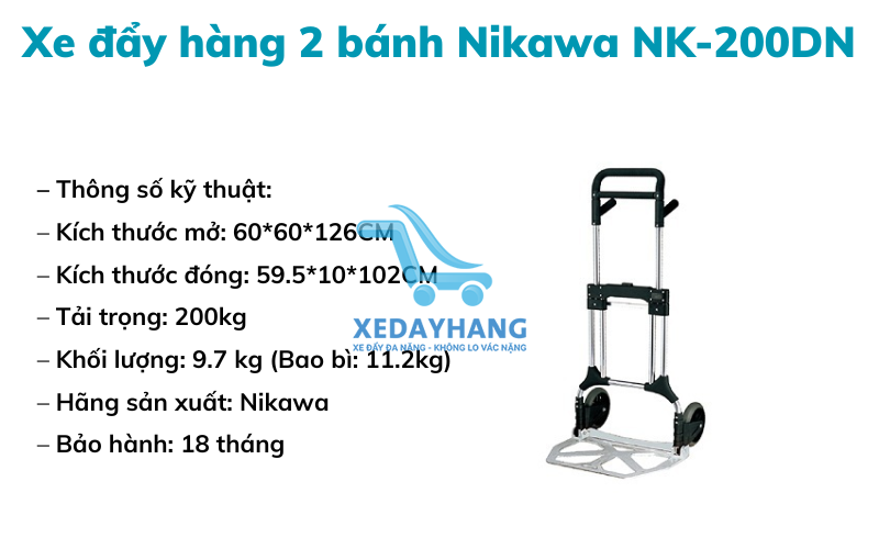 Xe đẩy hàng 2 bánh Nikawa NK-200DN