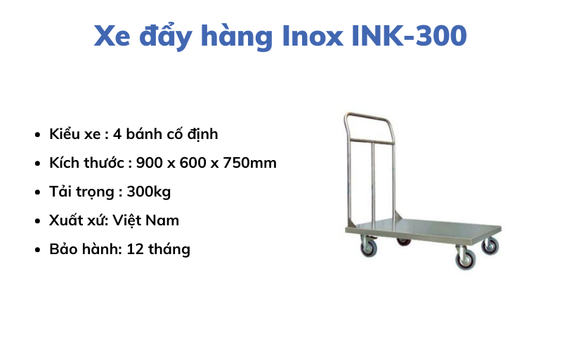 Xe đẩy hàng Inox INK-300